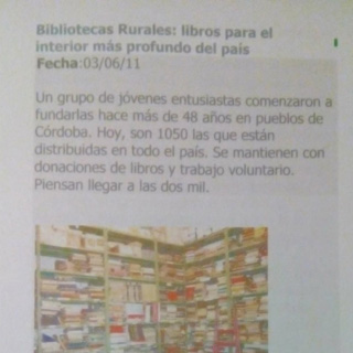 Documentos de Bibliotecas Rurales Argentinas en los medios.